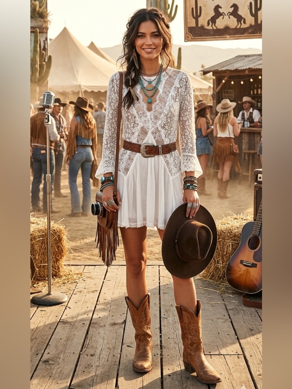 Umgee Festival Sheer Black White Lace Tunic Dress